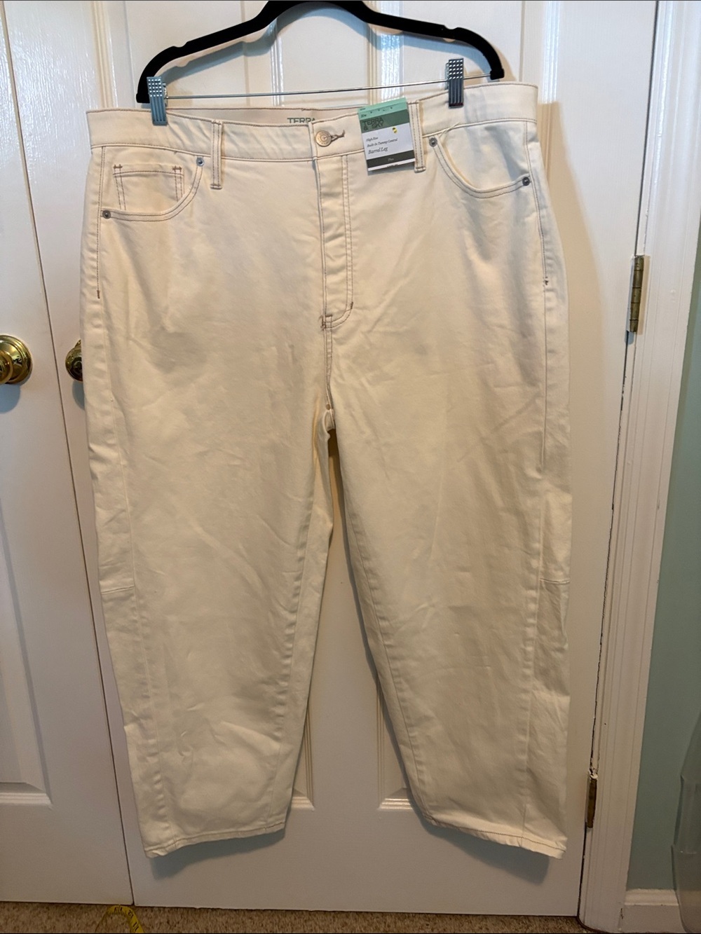 Terra & Sky High-Rise Cream Barrel Leg Jeans